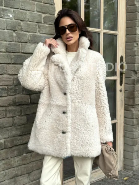 Женская дубленка - мех тиградо - фото 9