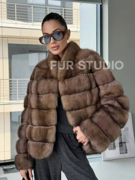 Полушубок из соболя «Тортора графит» - фото 12