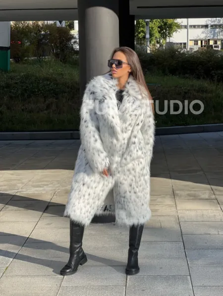 Шуба из экомеха под рысь - фото 0