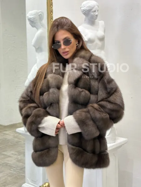 Стильный жакет из меха соболя - фото 2