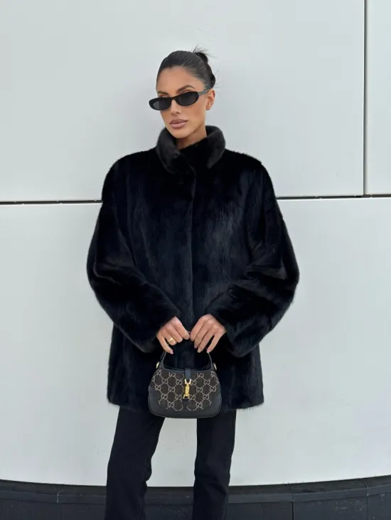 Норковая шуба полупальто из меха норки стойка воротник - фото 10