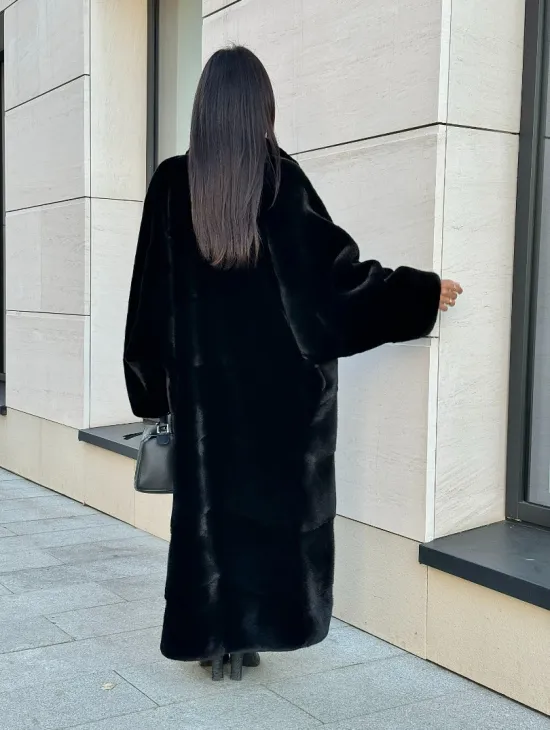 Норковое кимоно - пальто из аукционной норки SAGA FURS, ПРЕМИУМ КАЧЕСТВО - шалевый воротник - фото 9