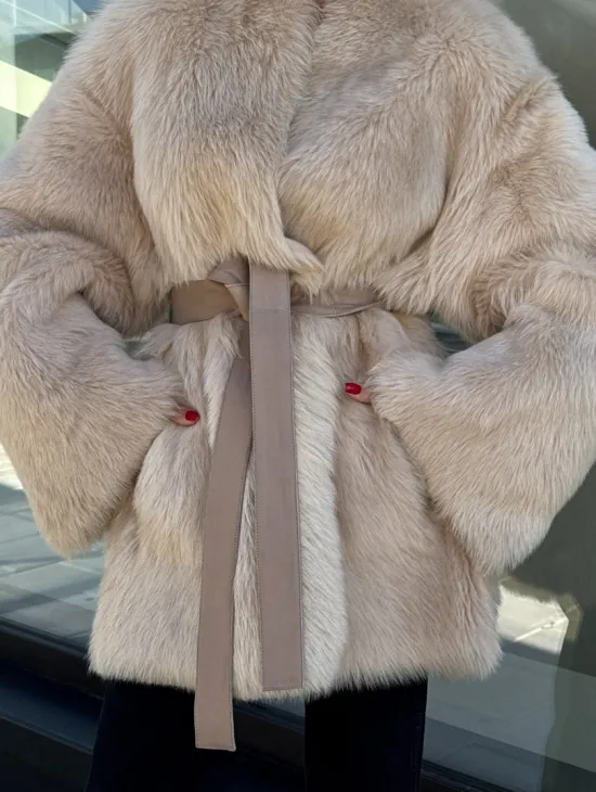 Женская двухсторонняя дубленка-шуба из меха итальянской тосканы - фото 1