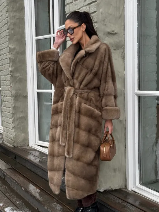 Шуба - кимоно из меха норки Saga Furs в натуральном цвете пастель - фото 7