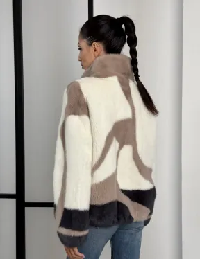 Норковый бомбер на молнии стойка воротник - фото 8