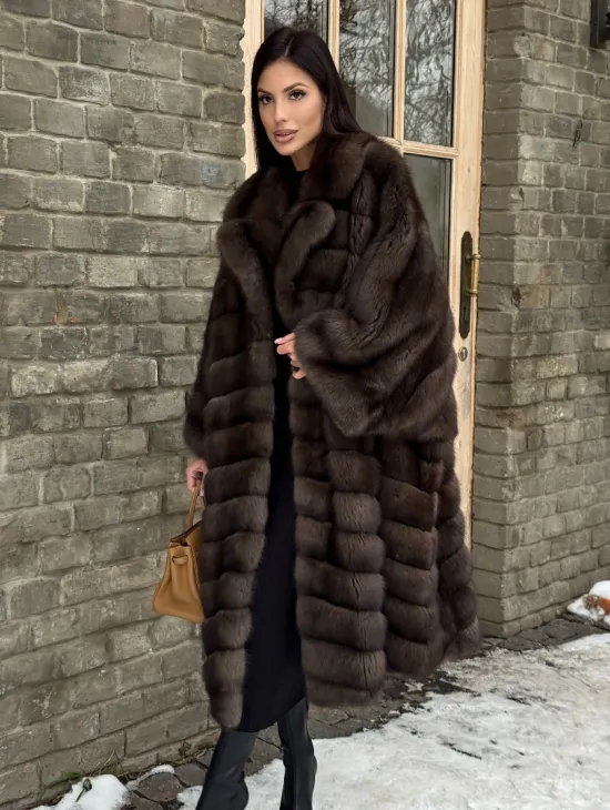 Роскошное манто из меха баргузинского соболя -  летучая мышь - фото 7