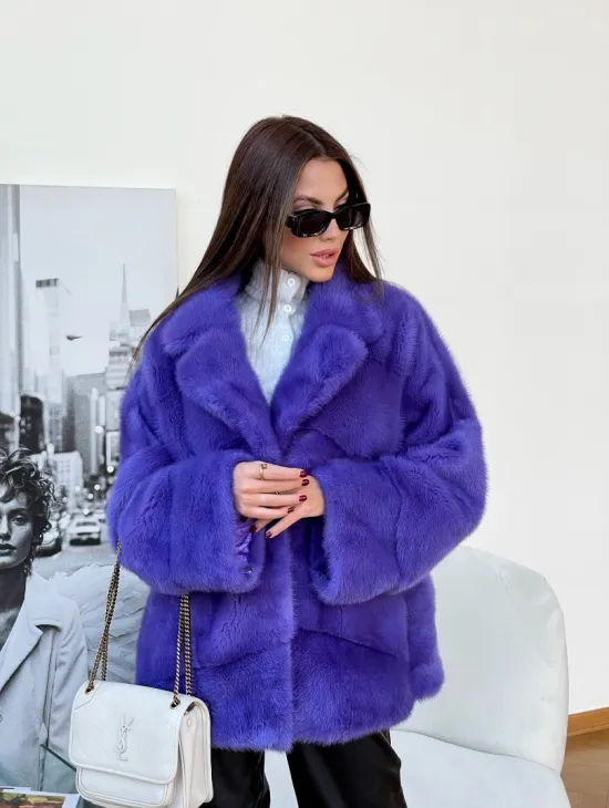 Полушубок норковый с английским воротником - фото 3