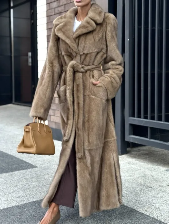 Женская длинная норковая шуба Pastel - фото 4