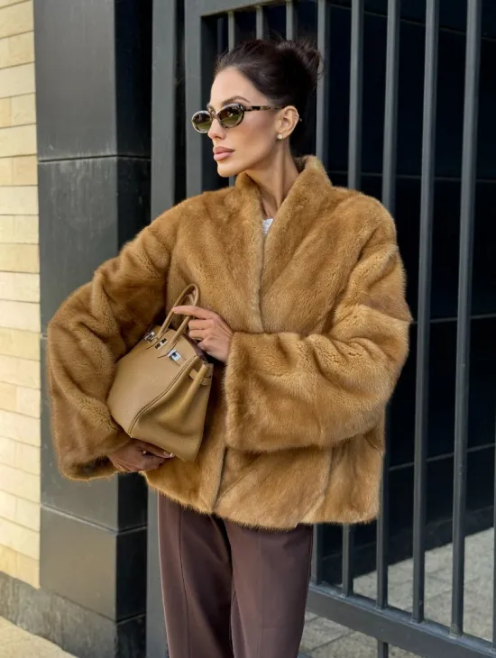 Норковый жакет Gold воротник V-образный - фото 7