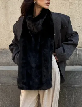 Черная норковая манишка - фото 2