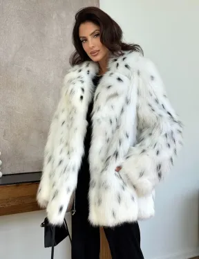 Шуба из лисы под рысь - белая - фото 4
