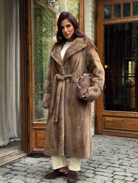 Шуба норковая с капюшоном - цвет пастель - фото 9