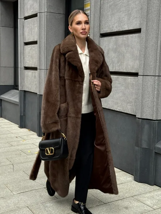 Норковая шуба - цвет соболь - фото 9