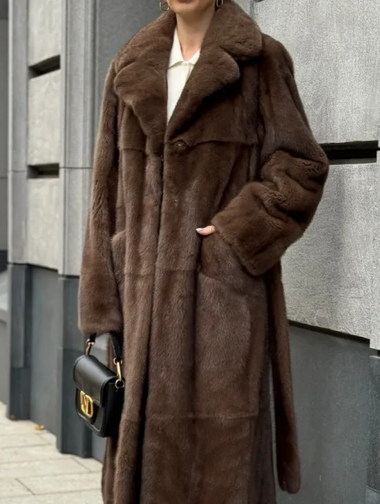 Норковая шуба - цвет соболь - фото 1