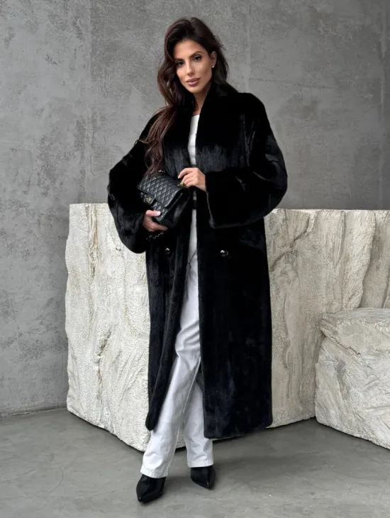 Черная норковая шуба из меха Saga furs - фото 8