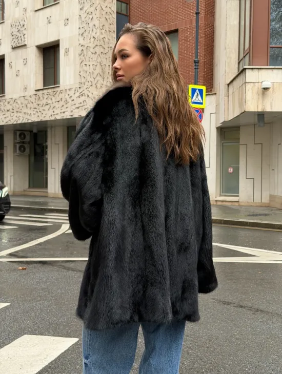 Норковая шуба - воротник куница - фото 7