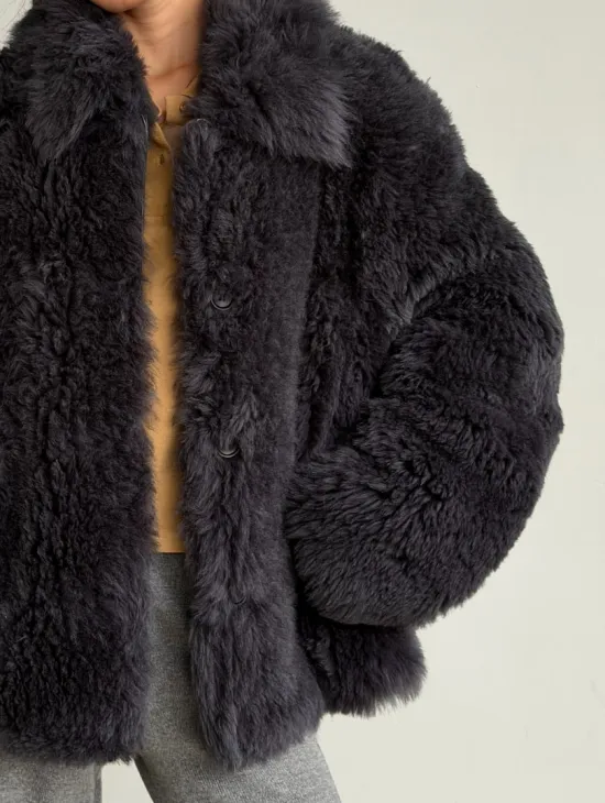 Короткая дубленка из овчины тиградо - фото 1