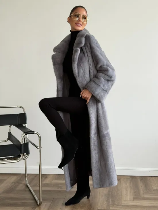 Голубая норковая шуба - фото 5