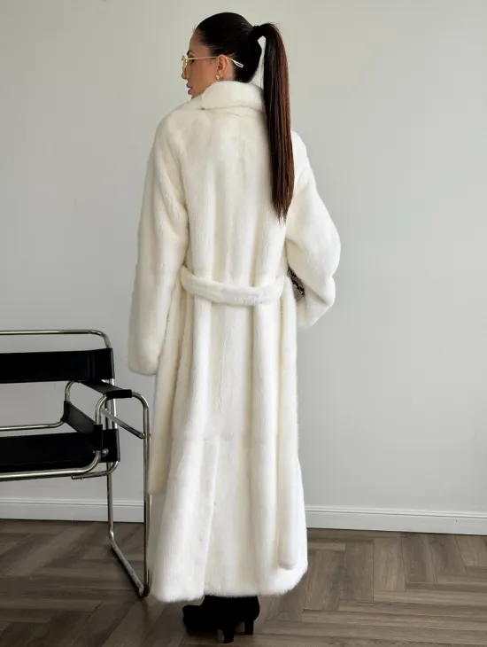 Белая норковая шуба в пол - фото 5