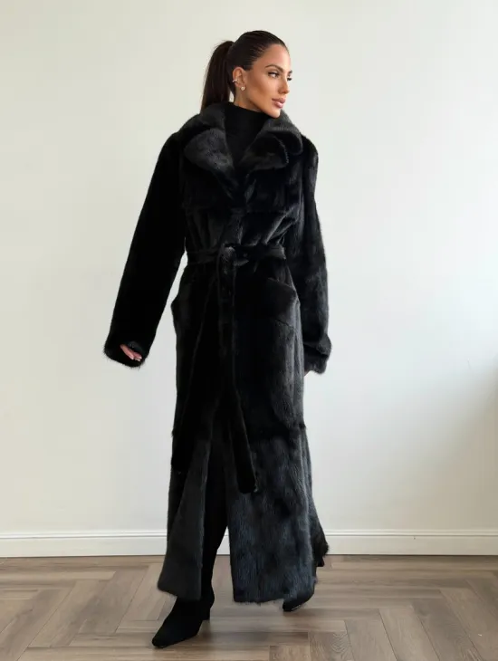Черная шуба из меха норки - классический стиль - фото 8