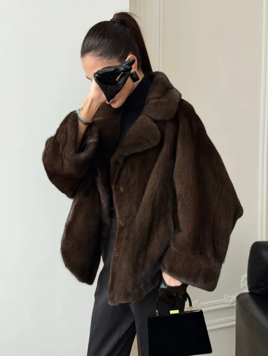 Короткая шуба из натурального меха норки - фото 8