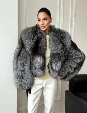 Кроп-шуба из чернобурой лисы - фото 12