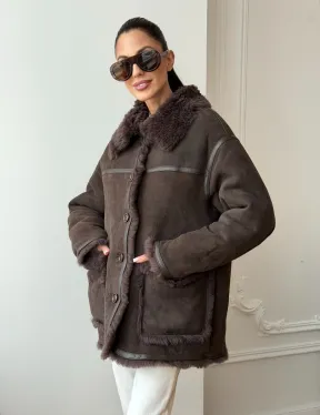 Двухсторонняя дубленка - мех тиградо - фото 14