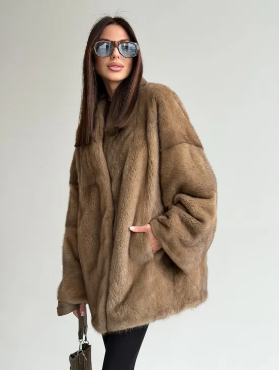 Шуба из аукционного меха норки - пастель - фото 11