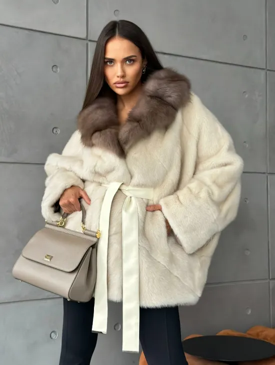 Норковая шуба - куртка с мехом куницы - фото 9