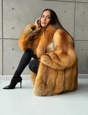 Шуба из натурального меха лисы - фото 14