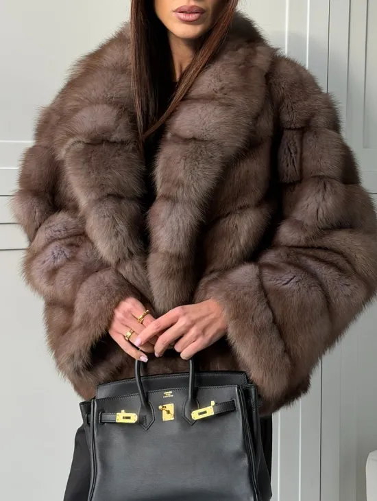Куртка из куницы - воротник шаль - фото 3