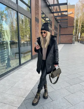 Дубленка авиатор удлиненная - фото 8