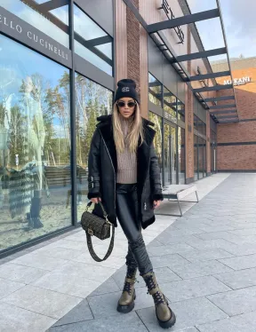 Дубленка авиатор удлиненная - фото 6