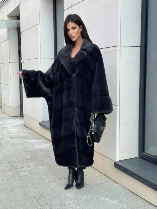 Манто из аукционной норки в цвете графит - фото 9