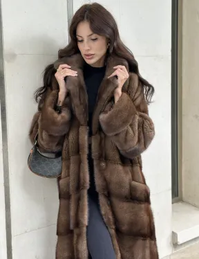 Норковая шуба NAFA соболиного натурального цвета - фото 3