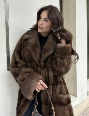 Норковая шуба NAFA соболиного натурального цвета - фото 1