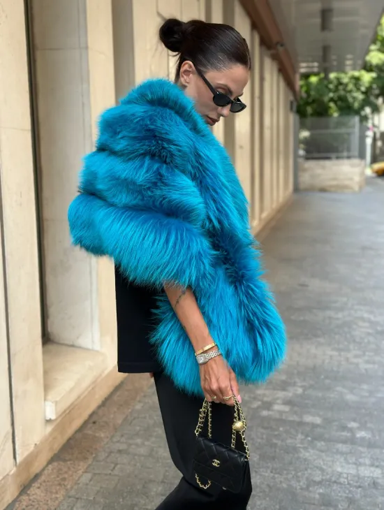 Накидка женская из меха чернобурки - Тиффани - фото 1